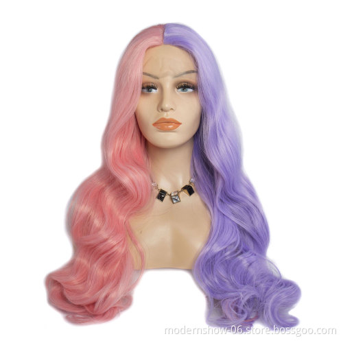 Wholesale curly / body wave / straight / water wave heat resistant high quality lace front synthetic hair wigs for black women